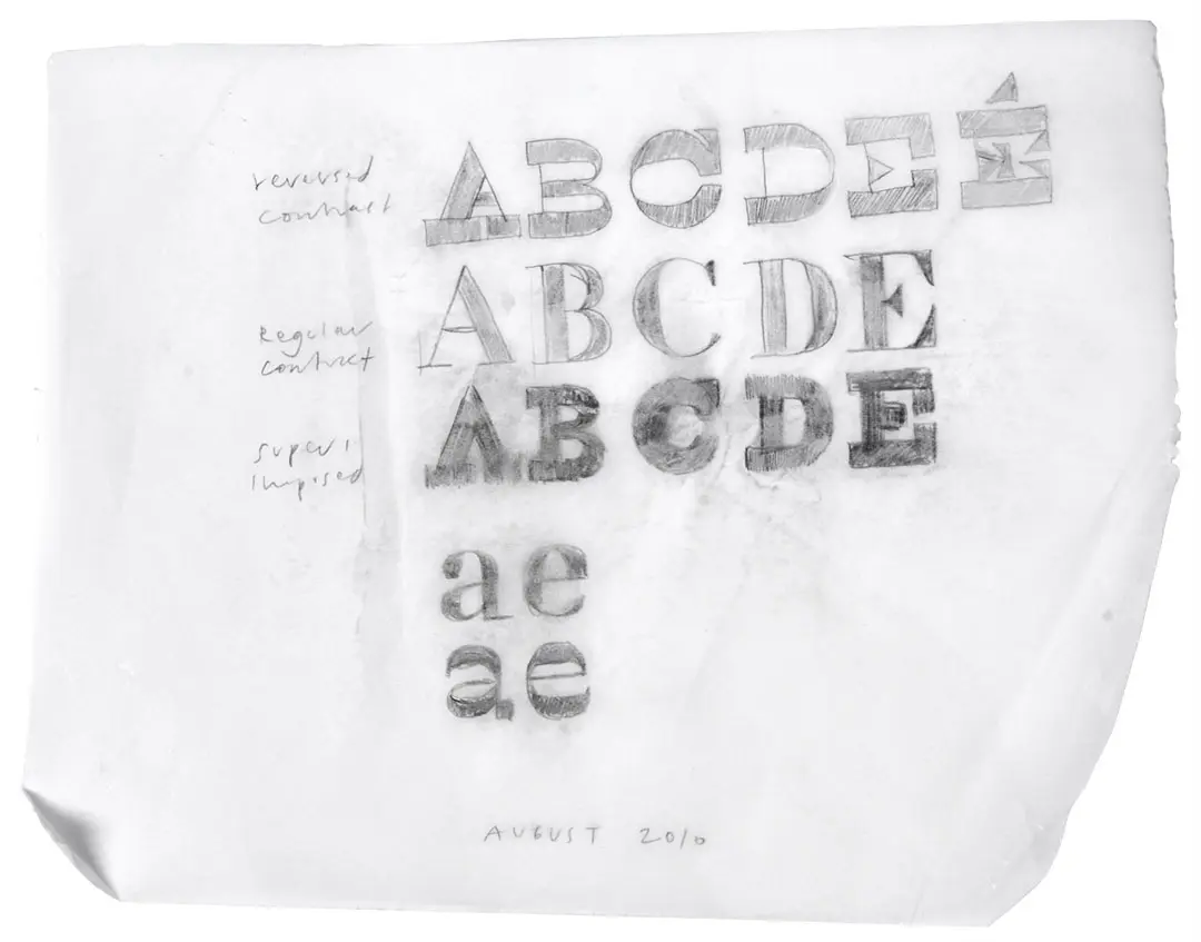 An early sketch of Karloff typeface by Peter Biľak, 2010.